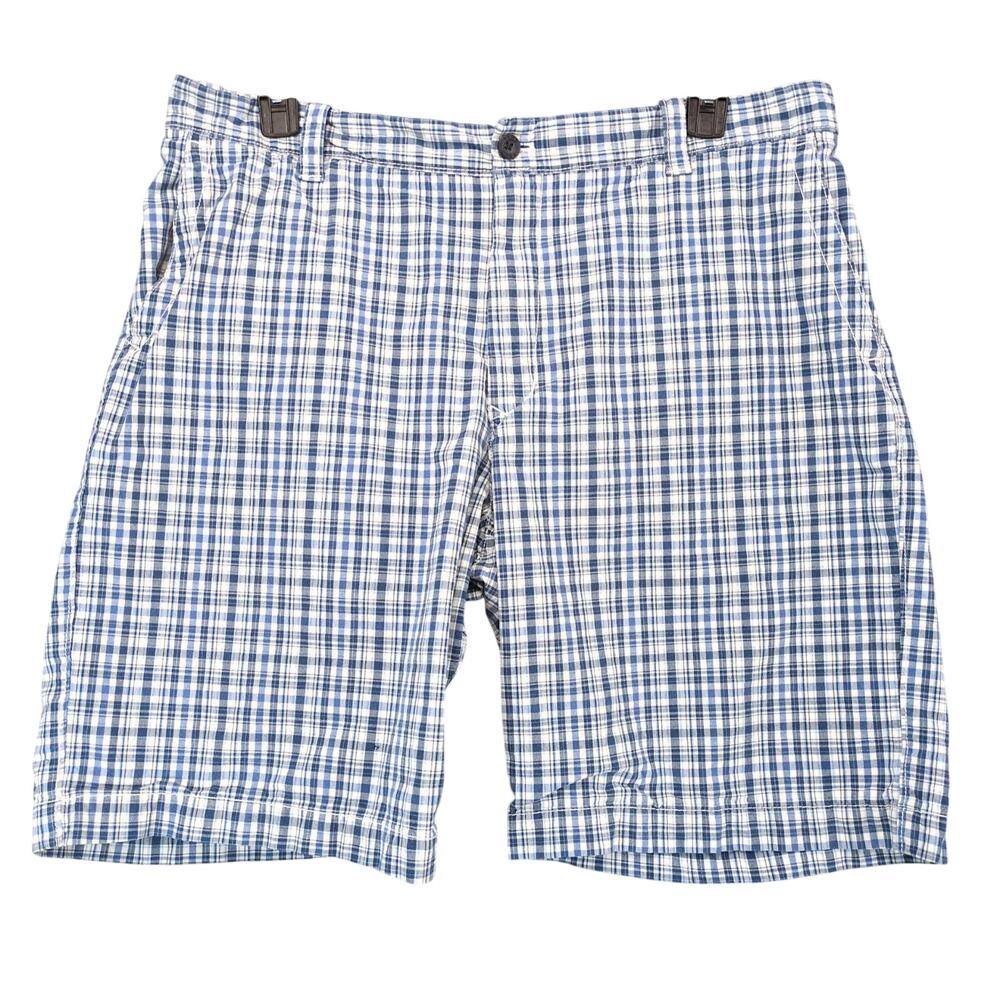 Izod Blue Plaid Cotton Bermuda Shorts Men's 38x10" Skater‎ Surfer Beach Preppy